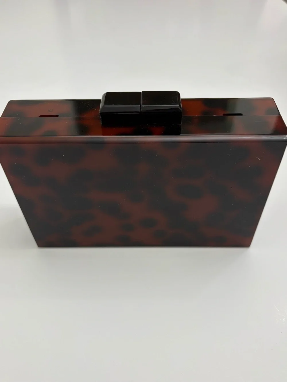 Lisi Lerch Tortoiseshell Acrylic Box Clutch Bag